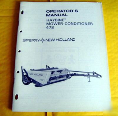 Ford nh haybine 478 mower conditioner operators manual