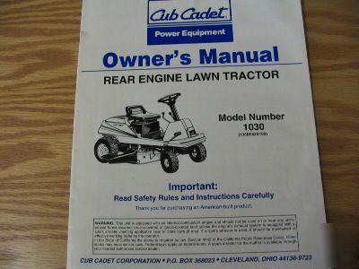 Cub cadet 1030 lawn tractor owners manual