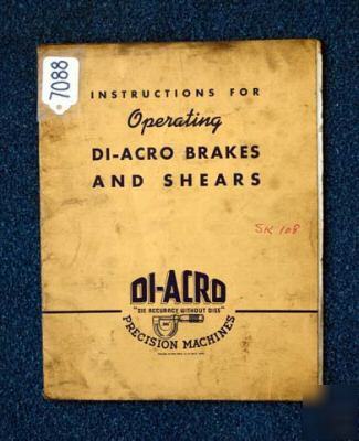 Di-acro instructions for operating brakes and shears