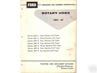 Ford rotary hoes 407 series operator's manual 1958