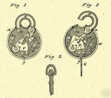 Padlock 1877 us patent art PRINT_L101