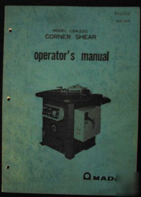 Amada csw-220 corner shear operators manual