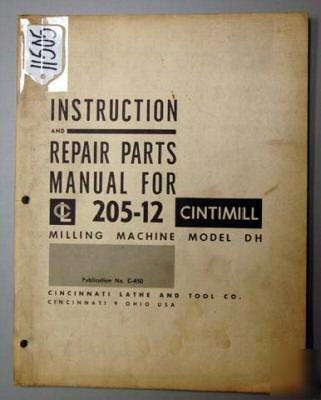 Cincinnati instruction & parts manual 205-12 cintimill: