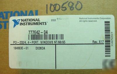 National instruments pci-232/4 port serial card #100580