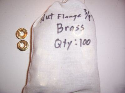Nut flange serrated 3/8 - 16 bright dipped brass