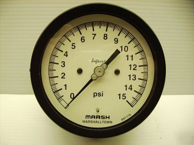 New marsh pressure gauge/guage 0 to 15 psi 4-1/2 face 