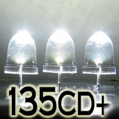 White led set of 50 super bright 10MM 135000MCD+ f/r