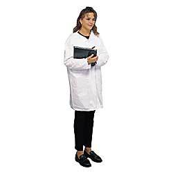 Wise disposable tyvek lab coat 3 snap front white lg