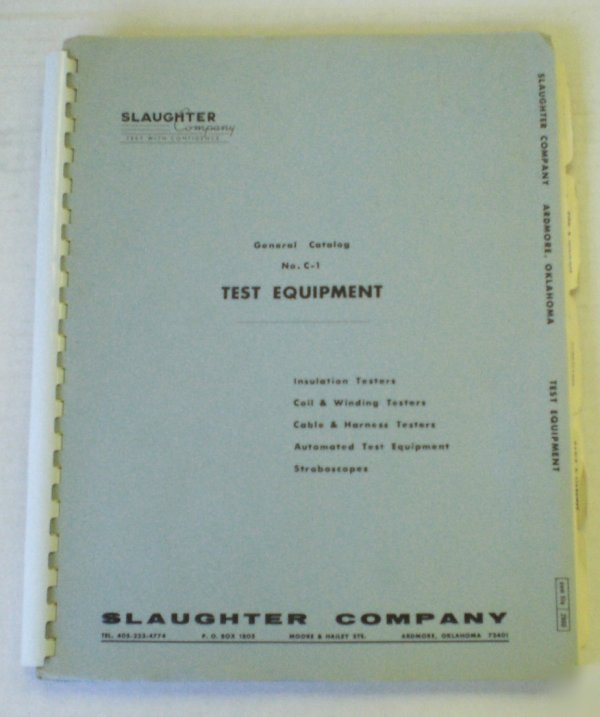 Slaughter company test equipment general catalog Â©1969