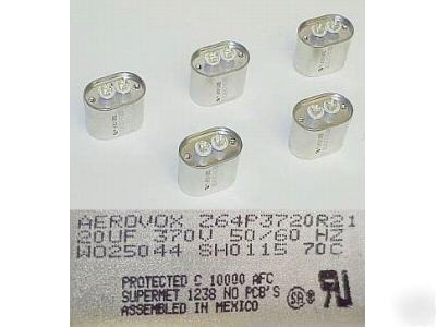 (5) aerovox motor run 20 mfd 370 vac capacitor 14033