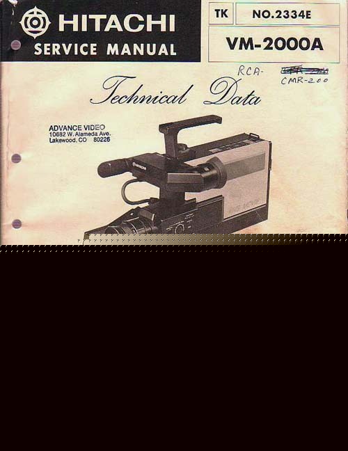 Hitachi vm-2000A camcorder factory service manual