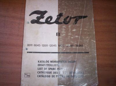 Zetor 8011 to 16045 tractor parts catalogue