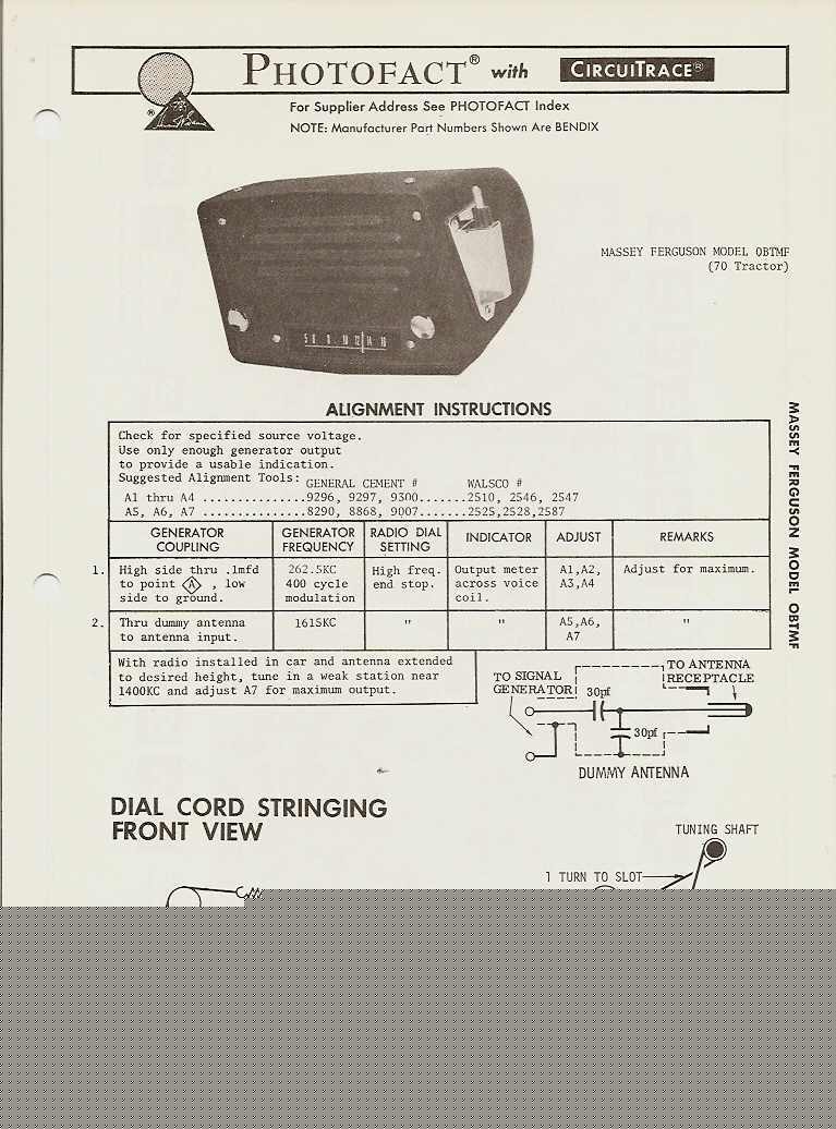 1970 massey ferguson tractor radio obtmf photofact