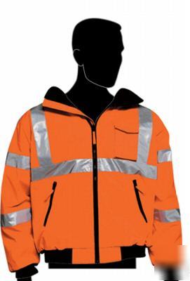 Ansi osha class iii 3 ii bomber safety jacket orange 3X