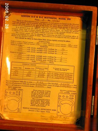 Weston vintage model 310 famous early watt meter 