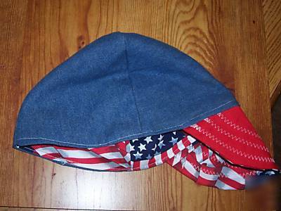 Denim flag welders hat hats cap caps welding