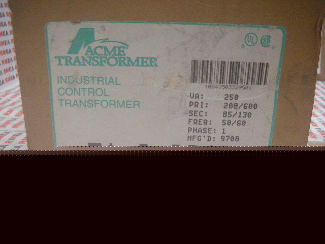 Acme transformer ta-2-32405 .25KVA 208 600 volts 85 130