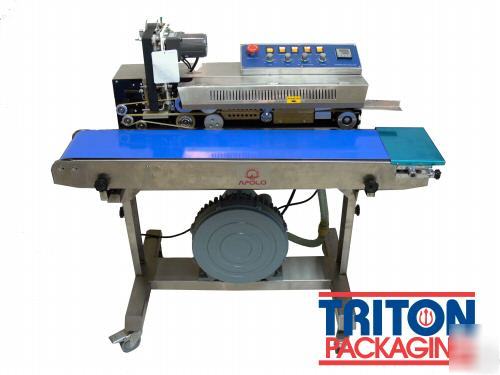 Apolo S1000 horizontal band sealer w/air suction +coder