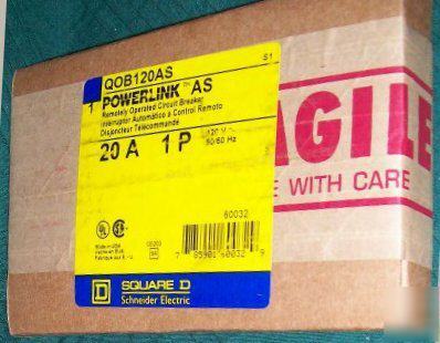 New square-d 20A circuit breaker, 20 amp, 1PH, QOB120AS