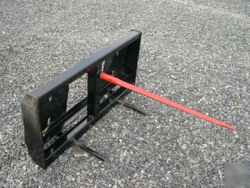 Round bale forks for skid loader