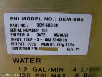 Eni oem-6B3 rf generator 3 phase 650W 13.56MHZ