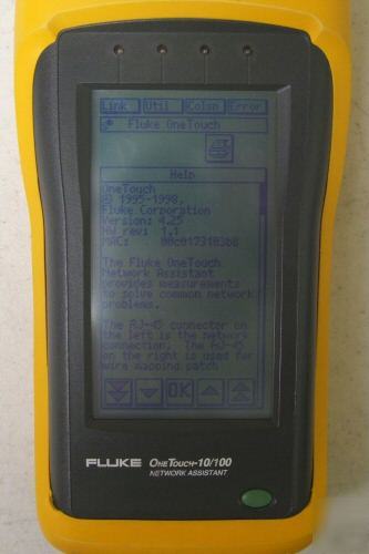 Fluke onetouch 10/100 network assistant cable test