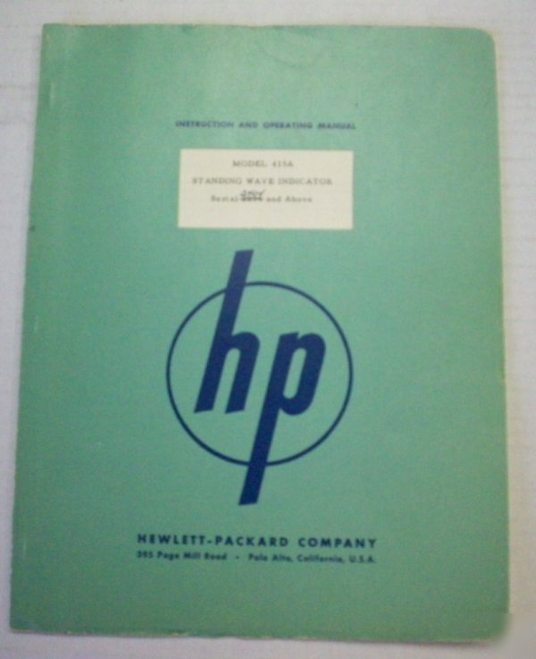 Hp model 415A instruction and operating manual $5 ship