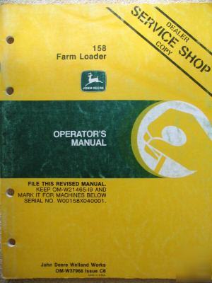 John deere 158 loader 4020 4040 4050 4230 4240 4250 ops