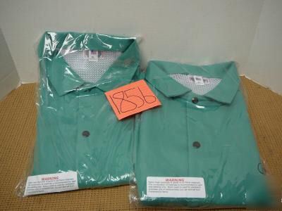 New green cotton welding jackets 2 ea size xl - 