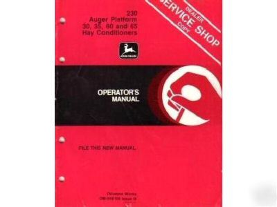 John deere 230 auger 30 35 60 65 hay operator's manual