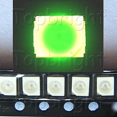 New 50 pcs plcc-2 power top smd smt 1800 mcd green led 