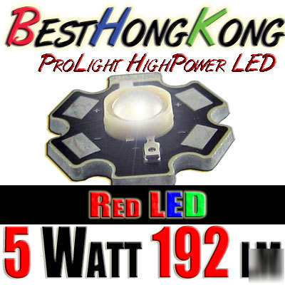High power led set of 10 prolight 5W red 192 lumen