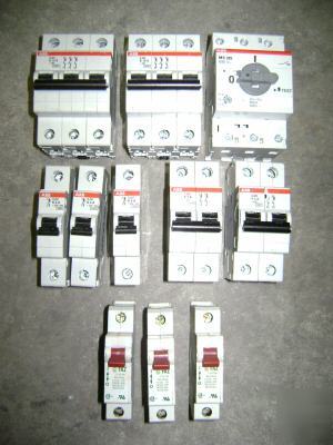 Lot of 8 abb circuit breakers and 3 faz breakers 