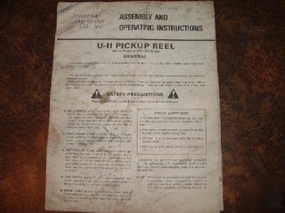 Assembly/operator's manual, universal u-11 pickup reel