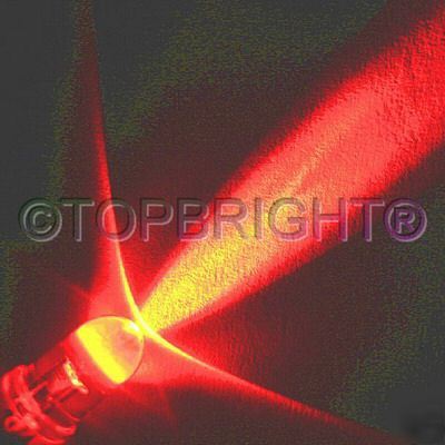 100 pc megabright red led 5MM 33000MCD free resistor 