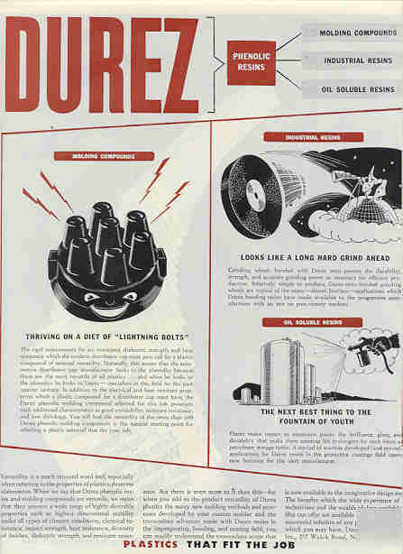 1945 ad wwii durez plastics fit the job, phenolic resin