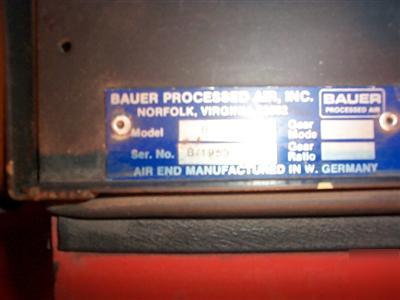 1987 bauer rotary screw air compressor 15HP 440 125PSI 