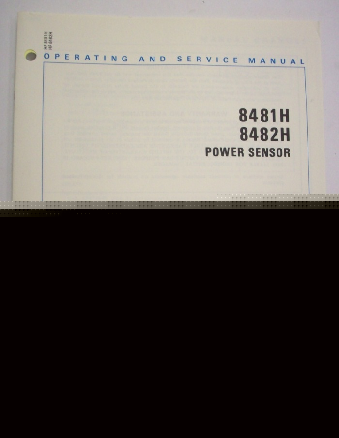 Hewlett-packard 8481H 8482H power sensor op/ser manual
