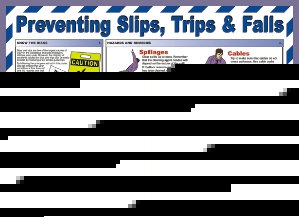 59CM x 42CMS preventing slips, trips, & falls poster