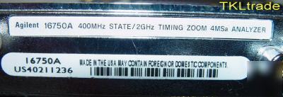 Hp/ agilent 16750A 400MHZ state/ 2GHZ timing zoom 4MSA 