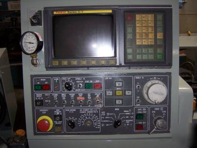 1990 akebono cnc minc-26 gang-style lathe w/ fanuc 0T