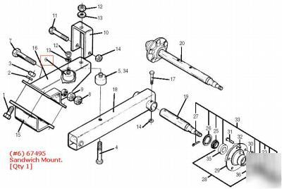 Bush hog sandwich mount p/n 67495 oem