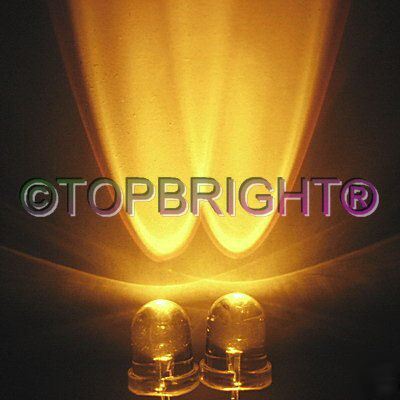 New 100 pcs 8MM wide angle 45KMCD yellow led f/r 40Â° 