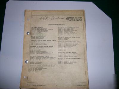 Original john deere 4425 combine jdwz technical manual