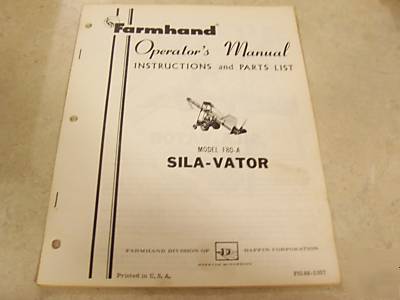 Farmhand sila-vator F80-a operator's manual