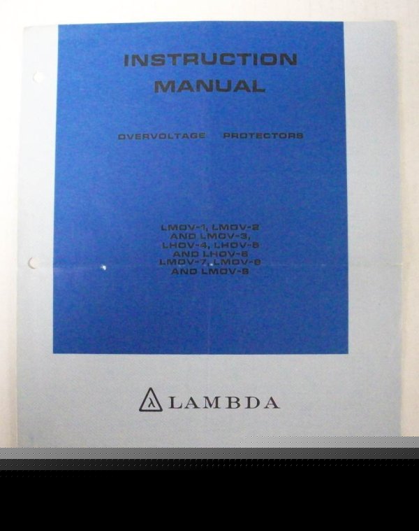 Lambda lmov-1-3, LHOV4,5,8 LMOV7-9 instruction manual