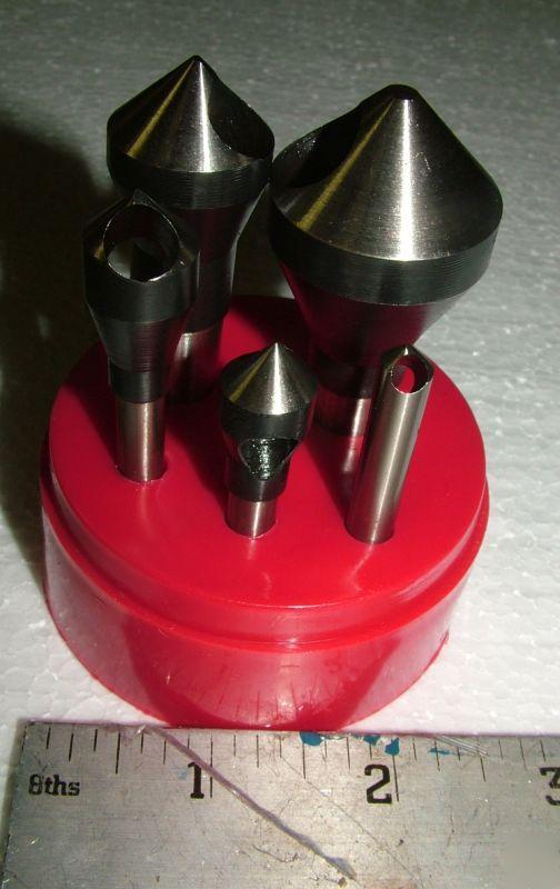 New 5 pc hss counter sink deburring set 90 degree