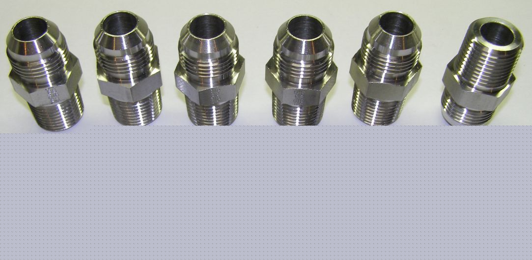 New eight aeroquip fitting adapters. sst. silver. 