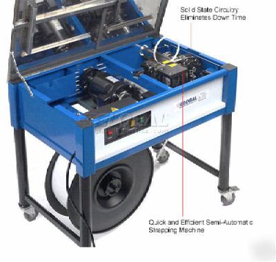 Global 185621WH polypropylene strapping machine