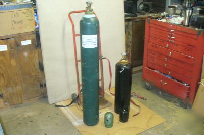 Oxy acetylene tanks welding cutting w/cart oxygen nice 